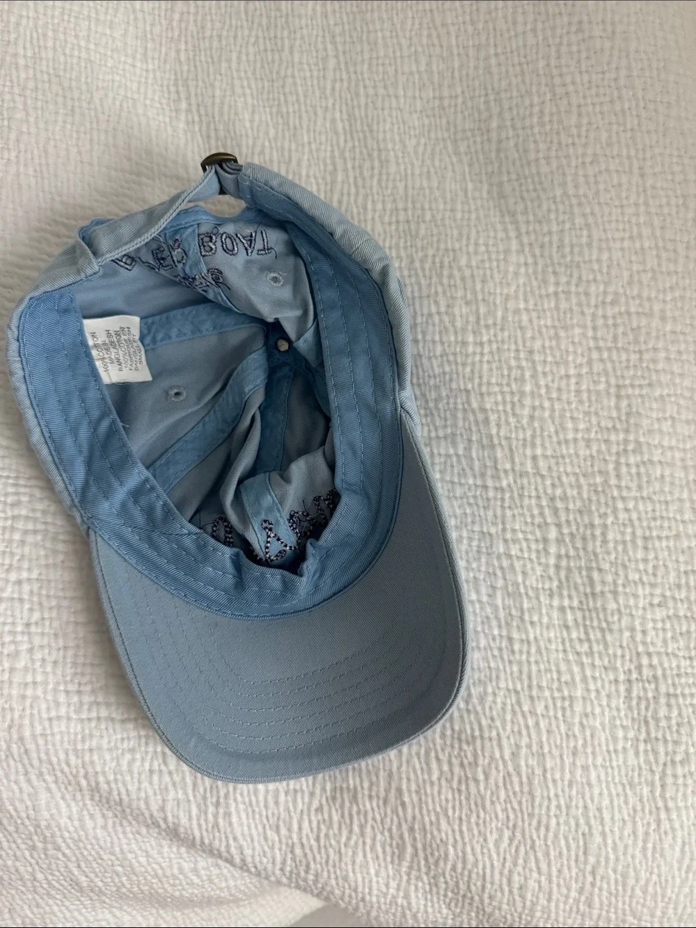 Personalized Light Blue Kids Baseball Cap with Navy “Mason” Embroidery